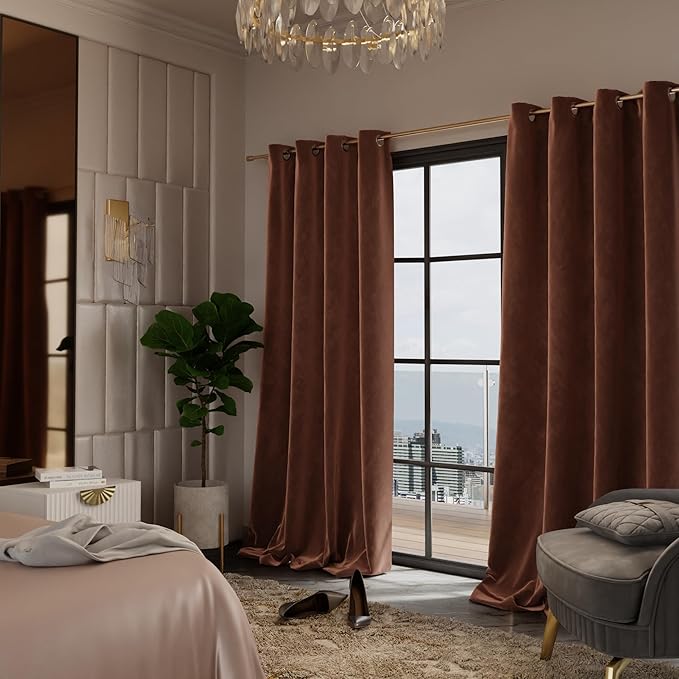 Stoa Paris Curtain for Home, Single pc Patterned Curtain for Door Colour Caramel Caress