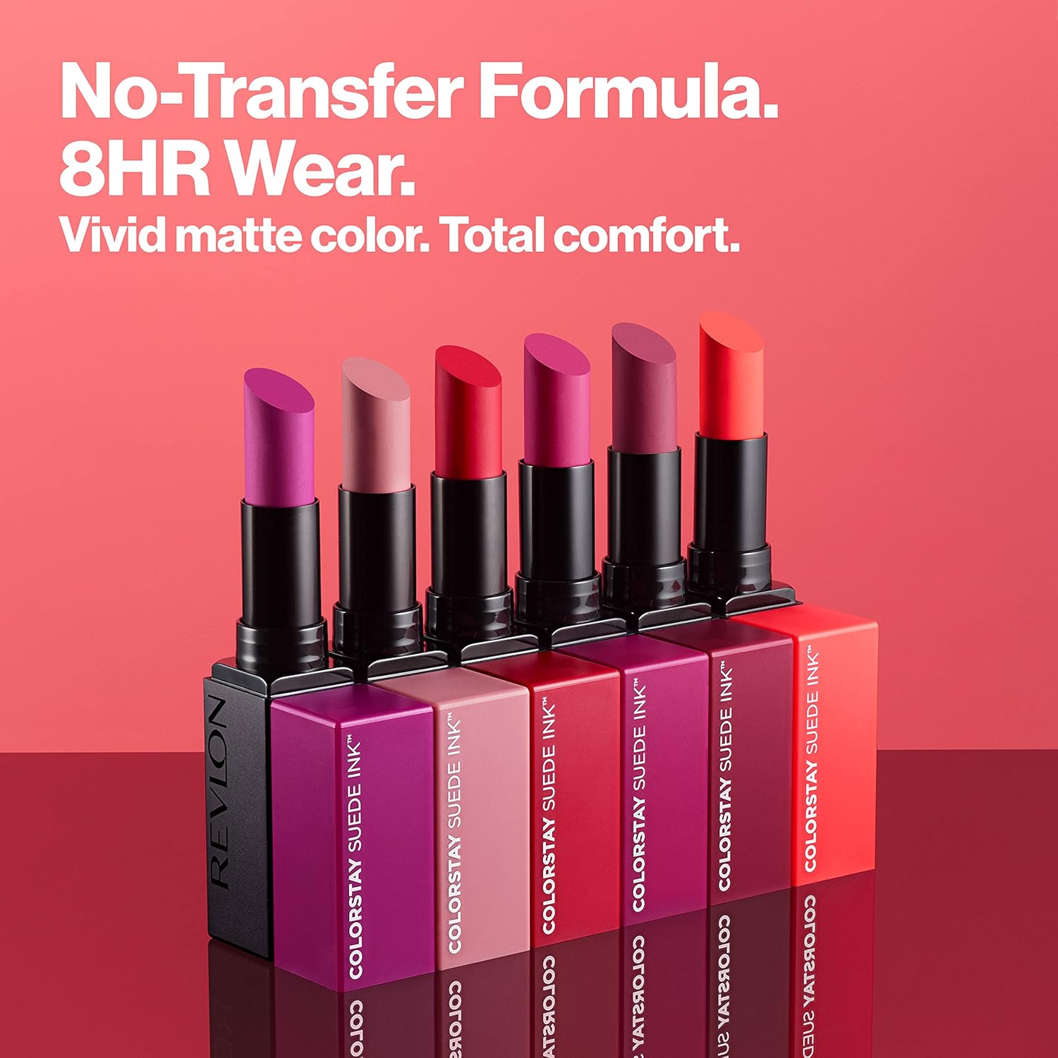 Revlon Lipstick, ColorStay Suede Ink, Built-in Primer, Infused with Vitamin E, Waterproof, Smudge-proof, Matte Color, 003 Want It All, 2.55 g