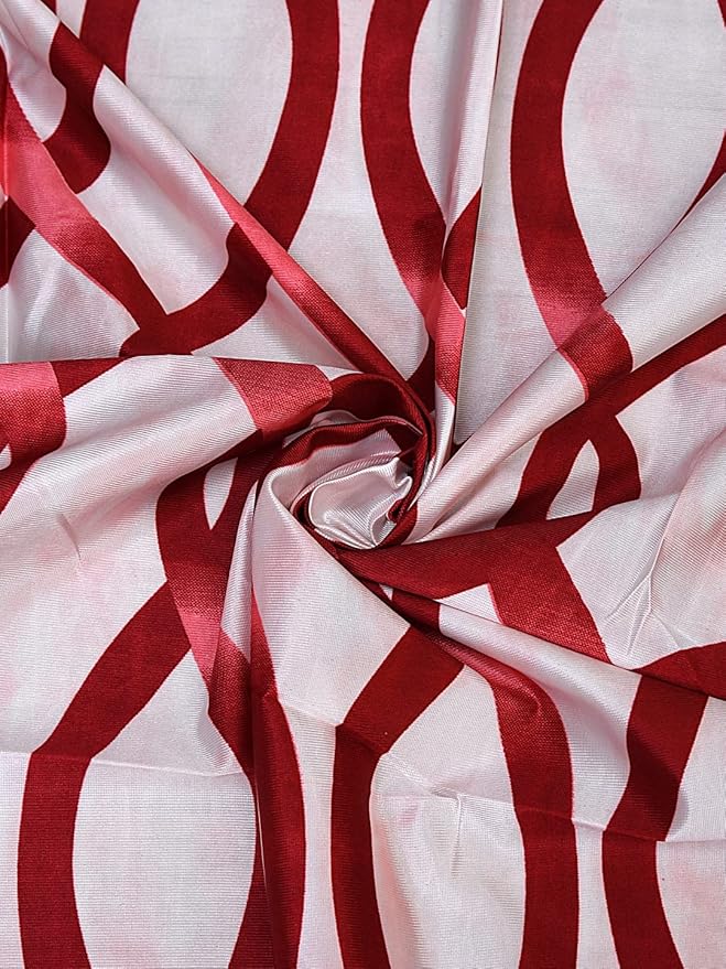Cortina 2 Piece Abstract Design Panel Eyelet Polyester Door Curtains | 7 Feet | Maroon
