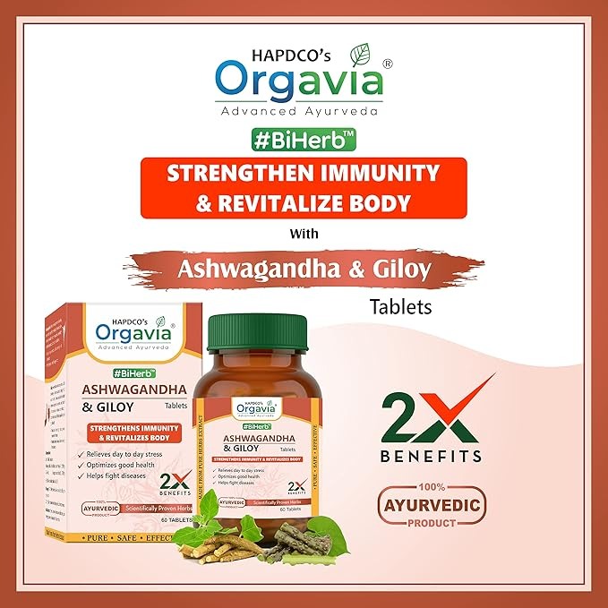 Orgavia Ashwagandha & Giloy Tablets - 60 Tabs
