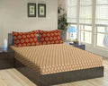Trance Home Linen 100% Cotton 200 TC 78"X72" Standard King Size Elastic Fitted Bedsheet Printed King Bed Size With 2 Pillow Covers Colour Clay Red