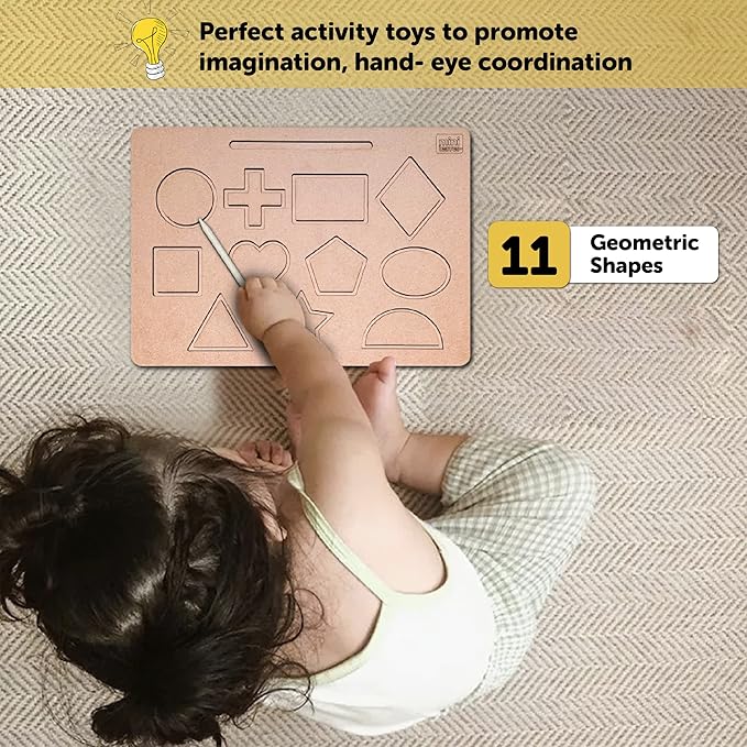 Mini Leaves Wooden Tracing Board Geometric Shapes | Pre-writing Early Practice Board for Kids 2+ Years