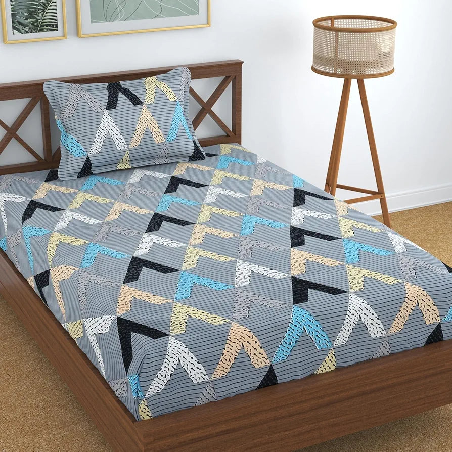 Homefab India 180 TC Microfiber Single BedSheet with 1 Pillow Cover Grey