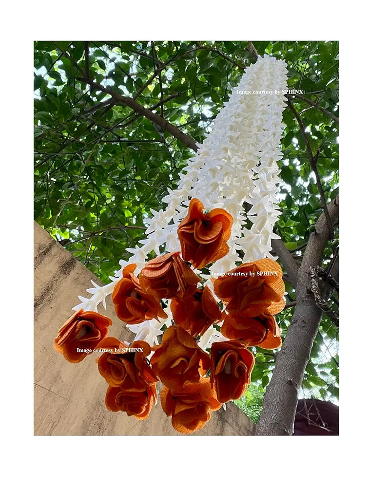Artificial Rajnigandha Buds Rose Strings 2.5 ft Height Marmalade Orange