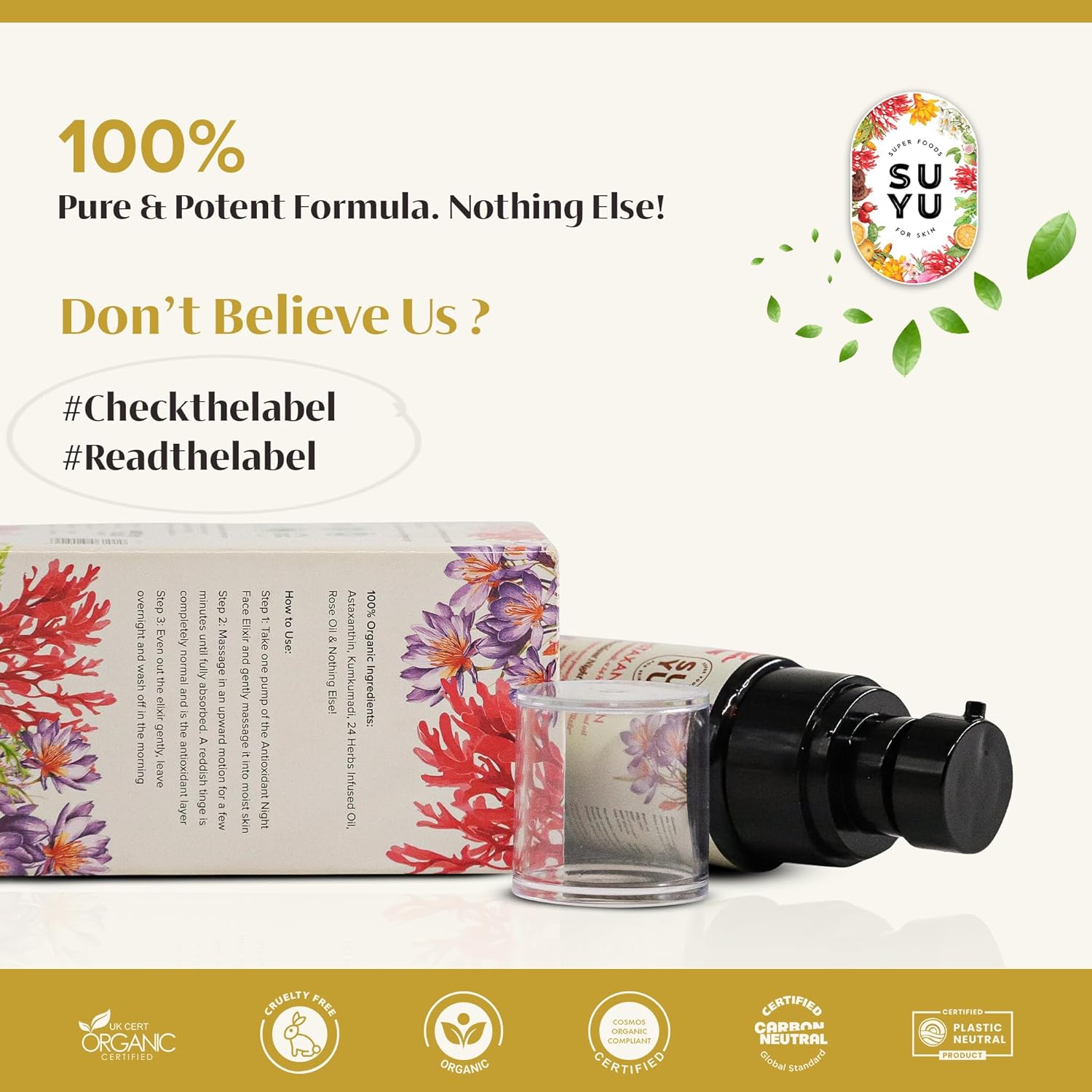 Suyu Astaxanthin Antioxidant Night  Face Serum - 30 ml