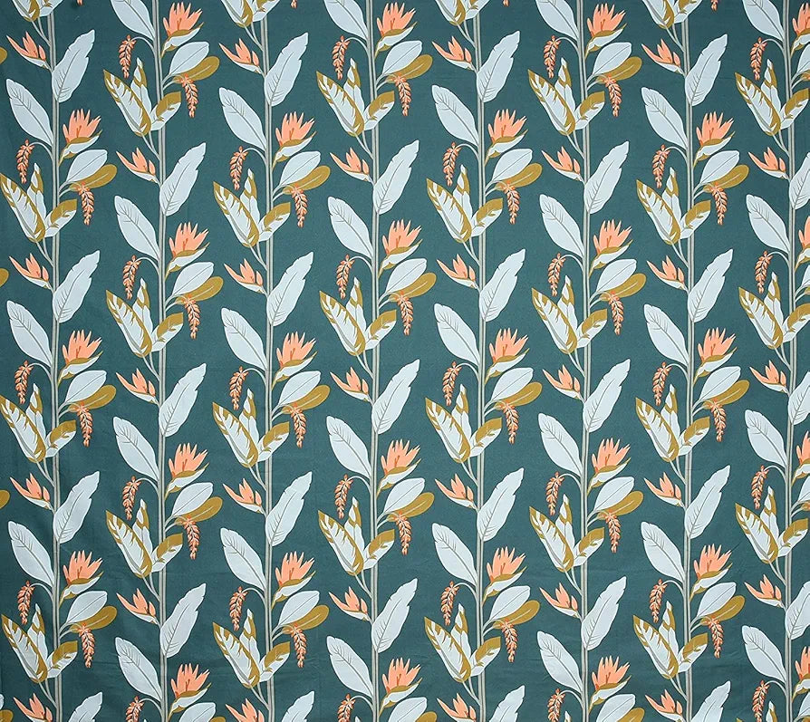 The Home Style Cotton Feel Glace Cotton All Around Elastic Fitted Printed King Size Double Bed Bedsheet With 2 Pillow Cover,300 TC Forest Green