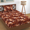 Homefab India 180 TC Microfiber Single BedSheet with 1 Pillow Cover Brown Floral
