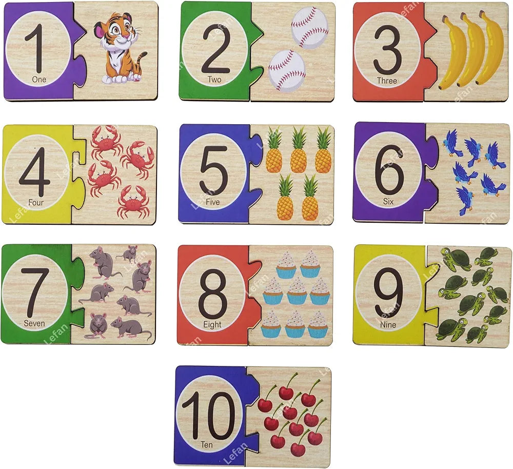 Lefan Alphabet and Number Block Joint Puzzle Wooden Jigsaw Puzzle Toy for Toddlers – Learn A-Z & 1-10 Matching Blocks – Educational Montessori Learning Toy for Kids Age 2 3 4 5 6 Years