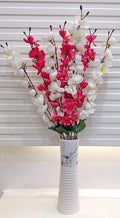 Artificial Flowers Bunch Cherry Blossom Ideal for vase Without vase White Mix 55 cm Height Fabric