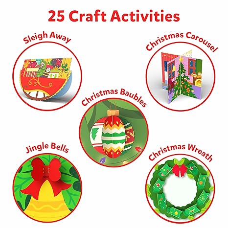 Skillmatics Art & Craft Christmas Kit Snip Snip Holiday Magic Practice Scissor Skills with Activity Book