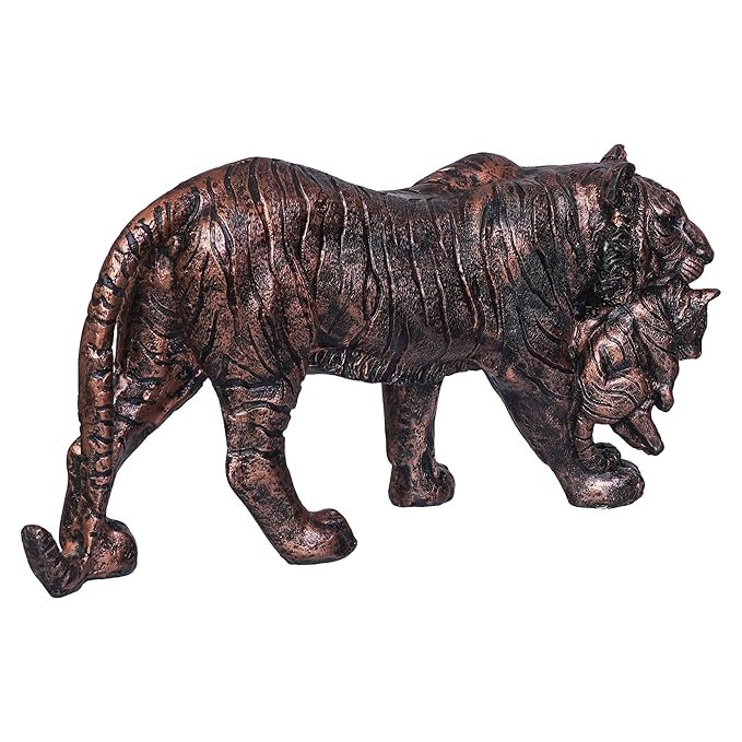 Ecraftindia Rustic Brown Polyresin Lioness With Cub Statue Animal Figurine Decorative Showpiece