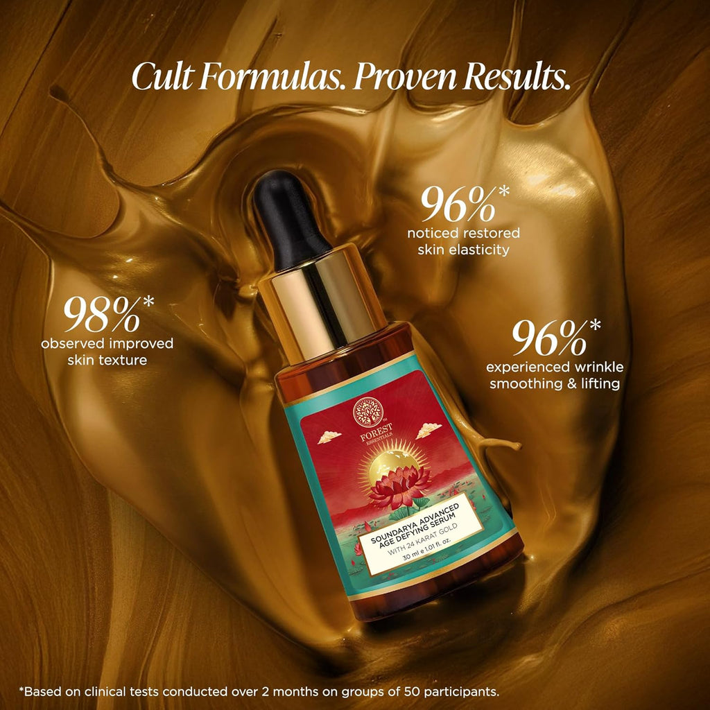 Forest Essentials Soundarya Anti Ageing Serum with 24K Gold | Ayurvedic Face Serum for Clarity, Pigmentation, Firming & Toning the Skin | With Pure Gold & Herbal Extracts