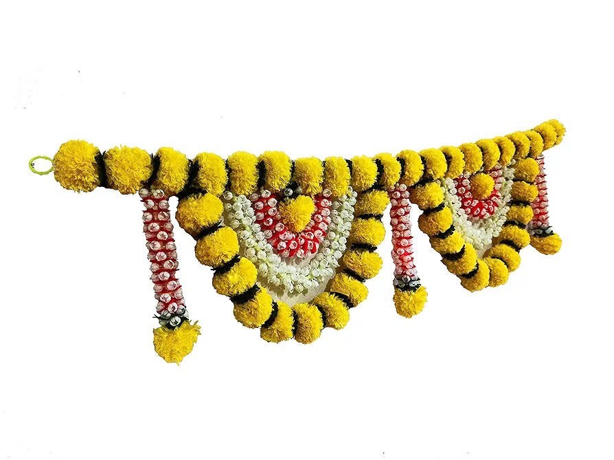 Artificial Marigold Flower Toran Garlands Handmade Bandhanwar Door Entrance Hanging 40Inches