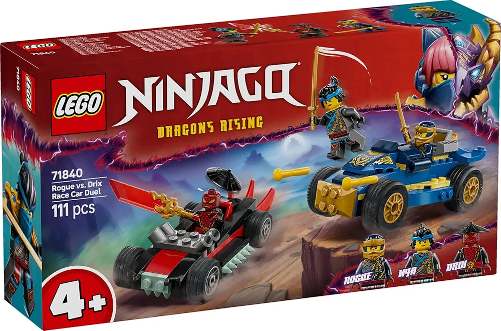 Lego NINJAGO Rogue vs Drix Race Car Duel Ninja Toy Playset 71840 Building Blocks Toys for 4+ Gift for Boys and Girls