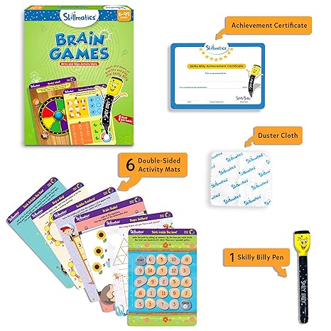 Skillmatics Educational Game Brain Games Reusable Activity Mats with Dry Erase Marker Gifts Travel Toy