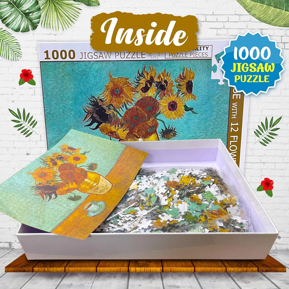 Hello Friend Beautiful Flowers Jigsaw Puzzle for Adults and Kids 1000 Piece Puzzle Floral Brain Game