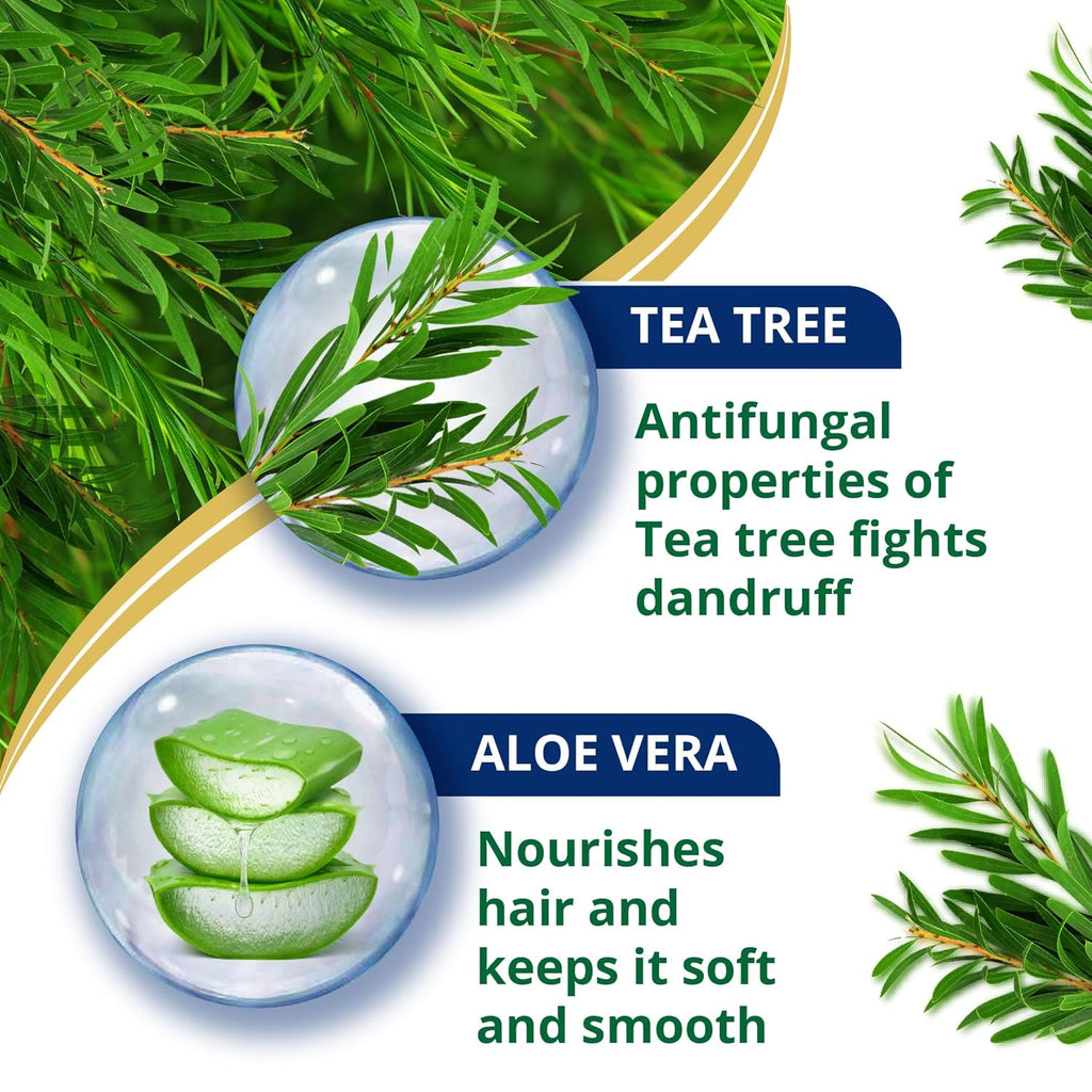 Himalaya Anti-Dandruff Tea Tree Shampoo, Removes up to 100% Dandruff, Soothes Scalp & Nourishes Hair, with Tea Tree oil and Aloe Vera, for men and women, 180ml