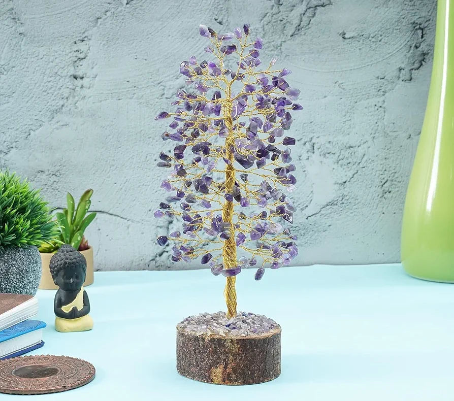 Zaicus Seven Chakra Gemstone Tree Crystal Tree of Life Feng Shui 10-12 Inch Silver Wire