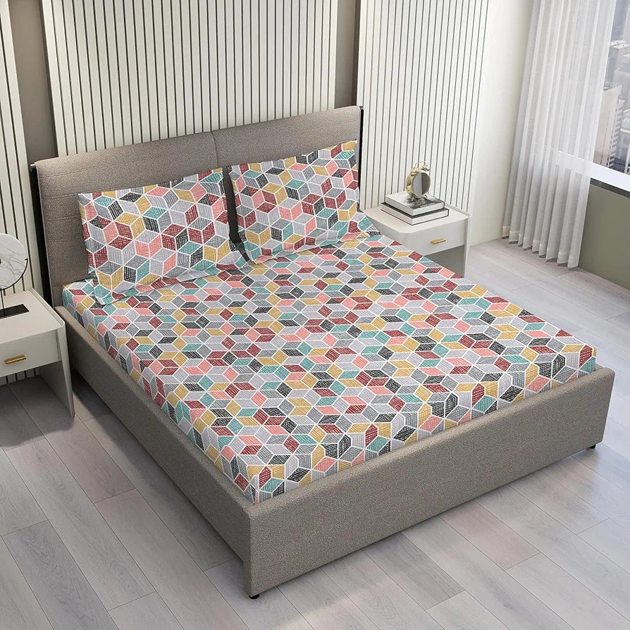Layers Argos Bedsheet Set for All Seasons Lightweight Moisture Absorbent 225 CVC King Size Multicolor5