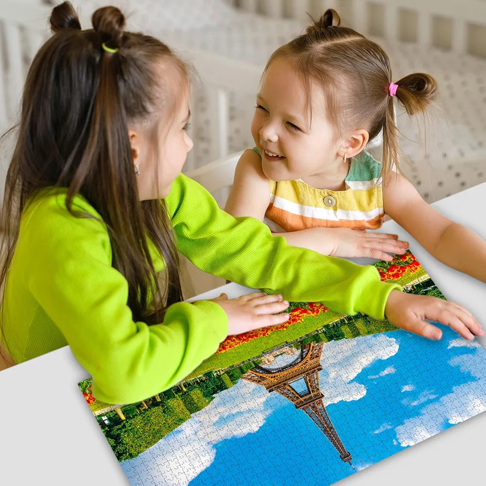 Hello Friend Eiffel Tower Jigsaw Puzzle for Adults and Kids 1000 Piece Puzzle Travel & Landmark