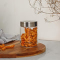 Femora Kitchen Storage Jars Borosilicate Glass With Steel Lid Air Tight Jar | 350 Ml | Pack of 6