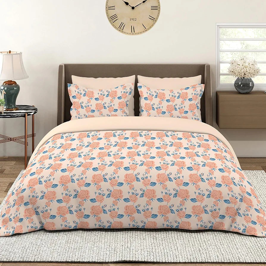 Layers Marigold Cotton Bedsheet Set for All Seasons Lightweight Moisture Absorbent 144 TC King Size Orange