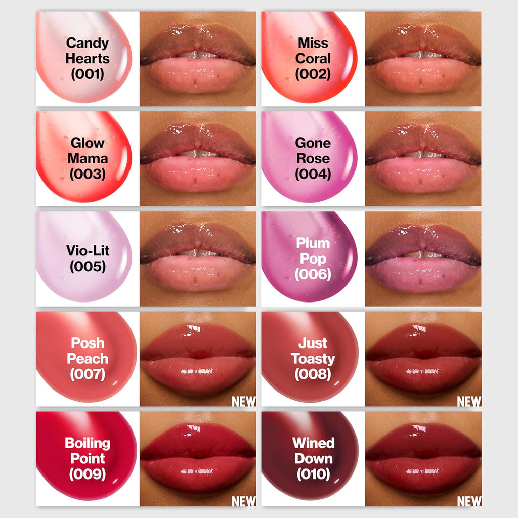 REVLON Super Lustrous Glimmer Lip Oil, Moisturizing & Tinted, Shiny Finish, Made with Plant-Based Squalane, 004 Gone Rose, 0.13 fl oz
