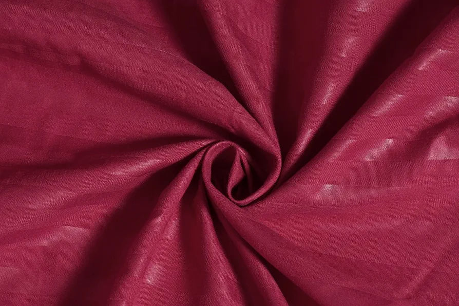 Homefab India 160 TC Stripe Cotton Feel Glace Cotton Elastic Fitted King Size Double Bed Bedsheet with 2 Pillow Covers Fits Upto 6 inches Mattress Maroon