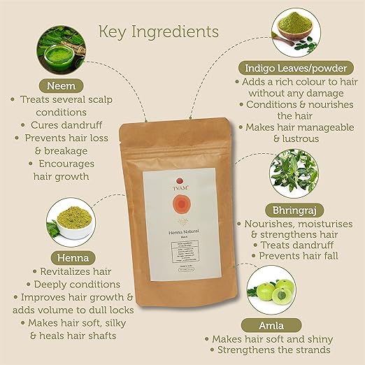 TVAM Henna Hair Color Black Henna Hair Color - 100 gms