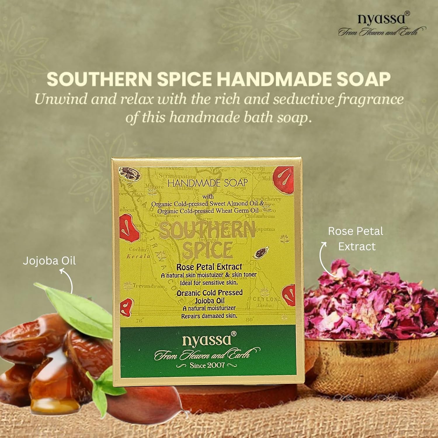 Nyassa Southern Spice Natural Bathing Handmade Soap All Skin Type - 150 Gms