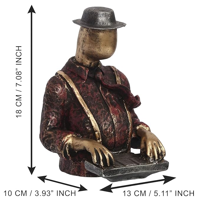 Ecraftindia Man With Hat Playing Piano Decorative Statue