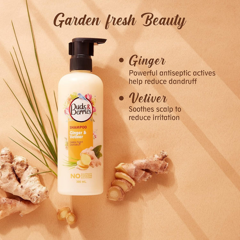 Buds & Berries Ginger and Vetiver Dandruff Control Shampoo - 300 ml
