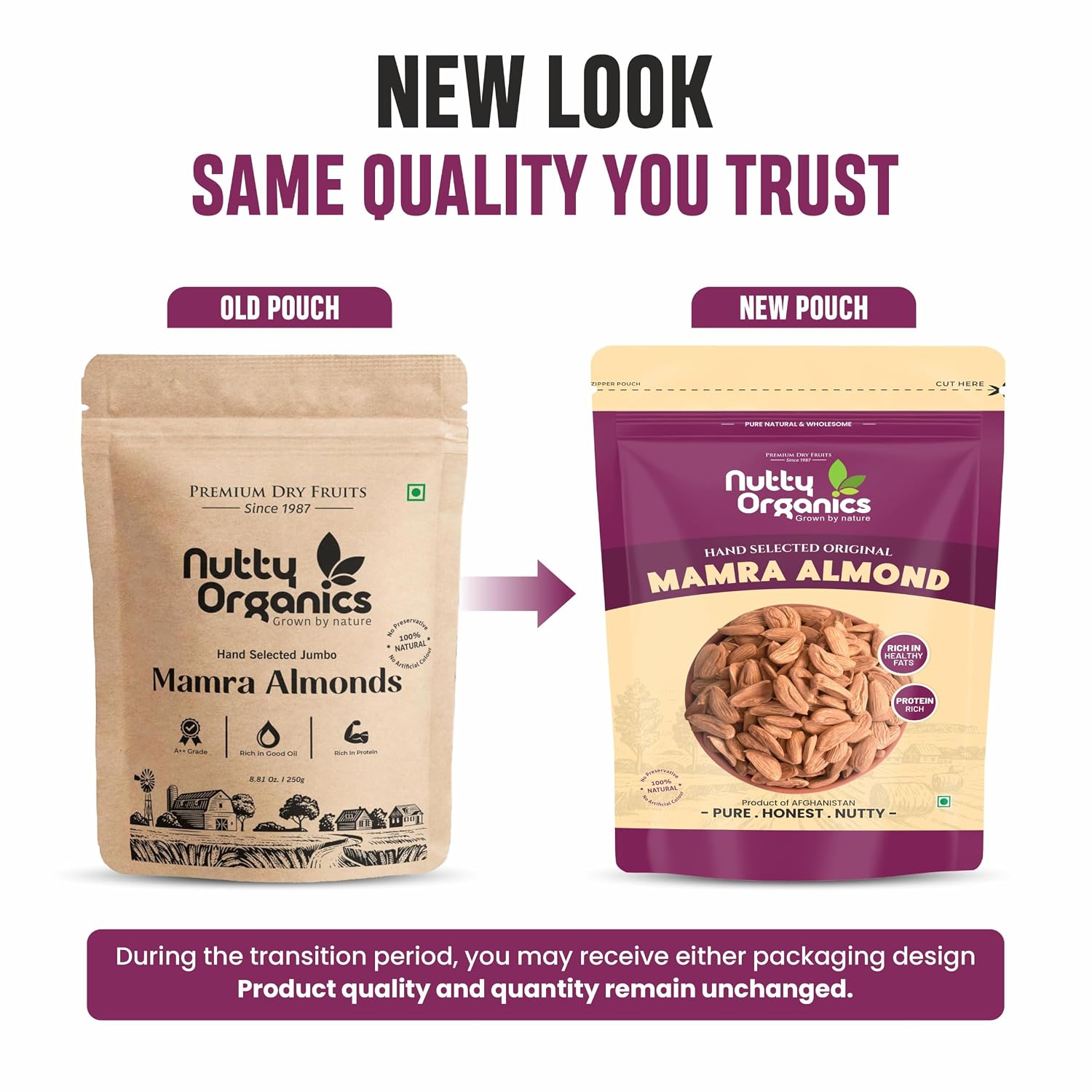 Nutty Organics Almonds Mamra - 500 GM (Grade A ++ Nuts, Premium, Rich In Oil) Richest Natural Source of Vitamins, Magnesium & Protien | Special Mamra Badam Giri