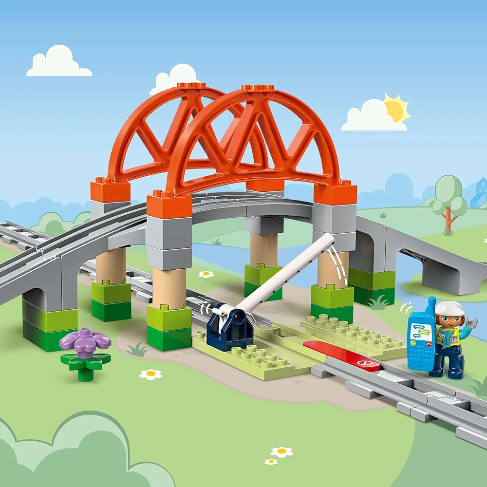 Lego Duplo Town Train Bridge and Tracks Expansion Set 10426 Building Blocks Toys for 2+ Gift for Boys and Girls