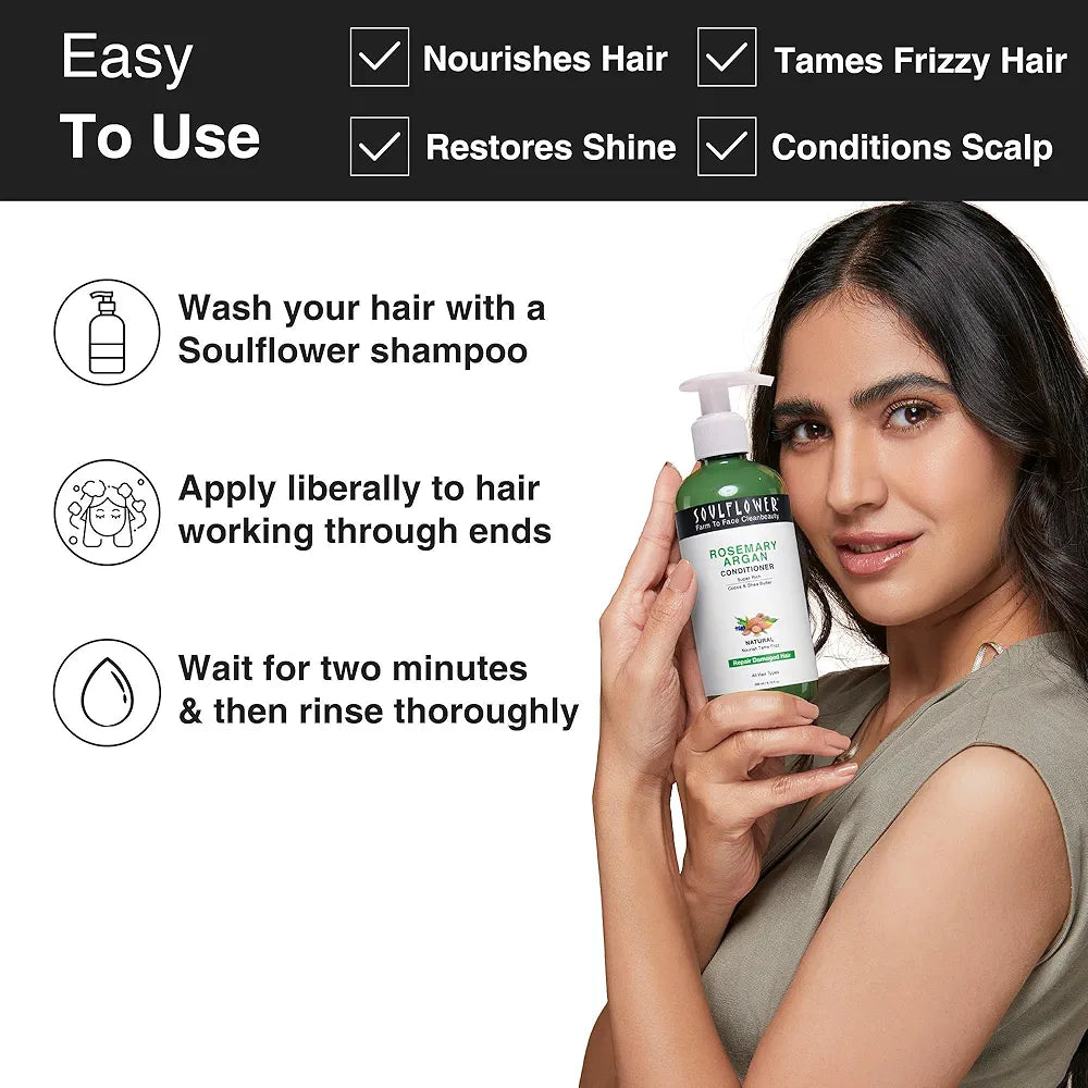 Soulflower Rosemary Argan Hair Conditioner for Hair Growth - 200 ml