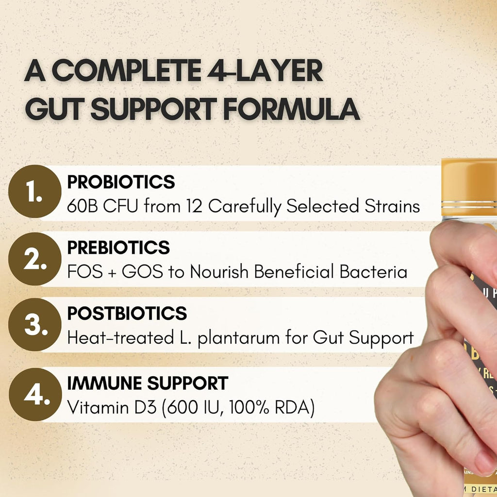 ANUPURAK Gut Health Probiotic 60 Billion CFU — 12 Strains Synbiotic | Postbiotic + FOS & GOS Prebiotics | Supports Digestion, Gut Flora & Immunity | Daily Gut Balance Supplement | 120 Capsules (120 Days)