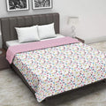Trance Home Linen 150 GSM Pure Cotton Reversible Dohar Double Bed Size Ac Blanket Comforter Soft Light-Weight Bed Blanket Colour Summer Dreams Pink
