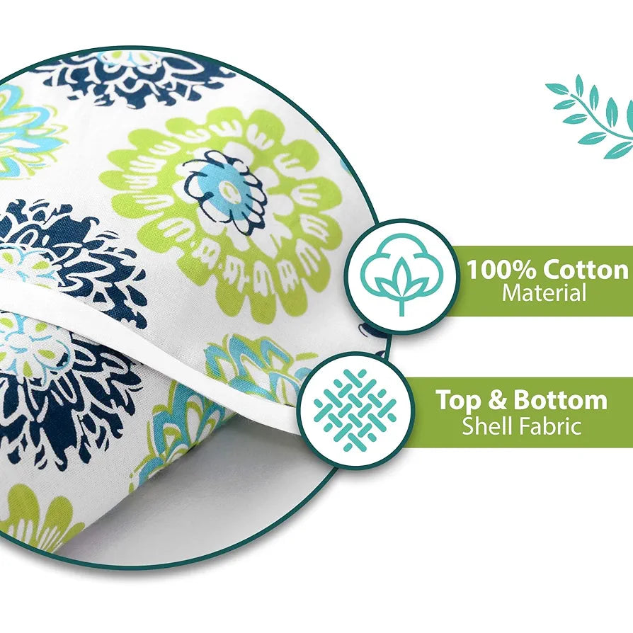 Divine Casa Floret 100% Cotton Double Dohar 120 GSM Soft & Lightweight Throw Blanket Colour Green Blue