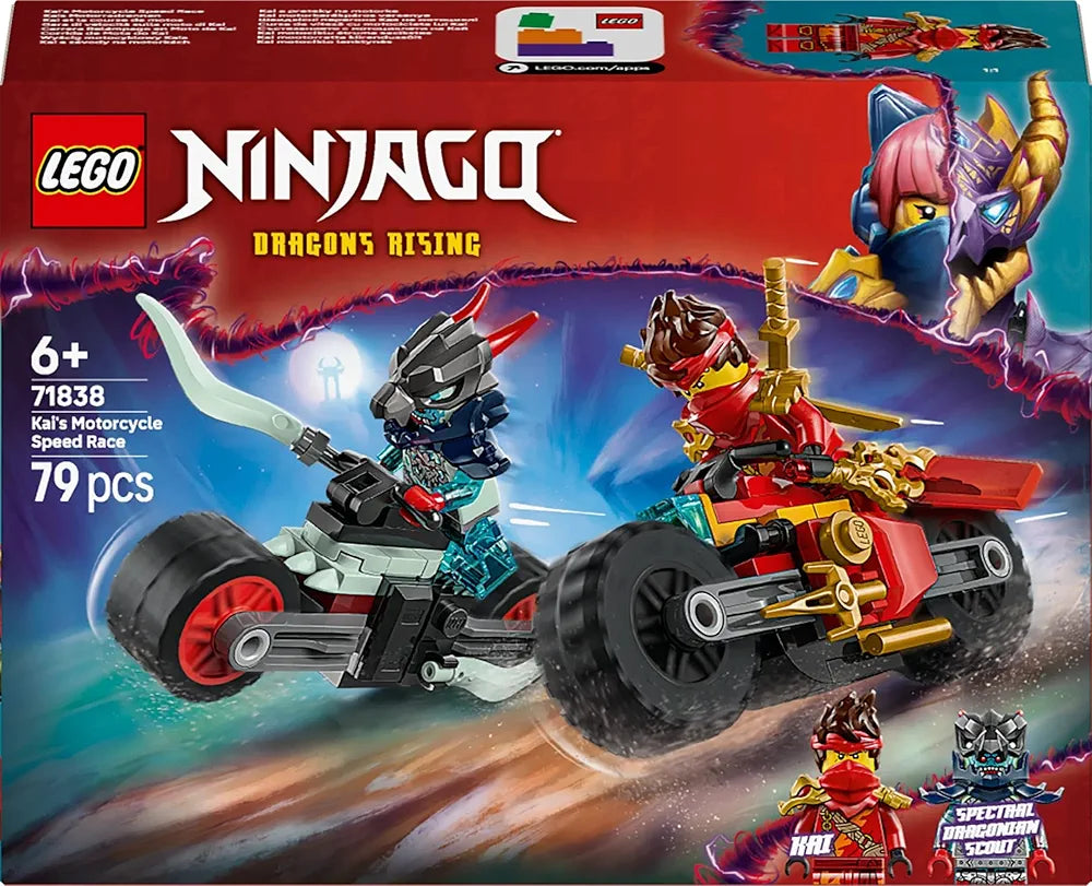Lego NINJAGO Kai’s Motorcycle Speed Race Playset with 2 Ninja Bike Toys 71838 Building Blocks Toys for 6+ Gift for Boys and Girls