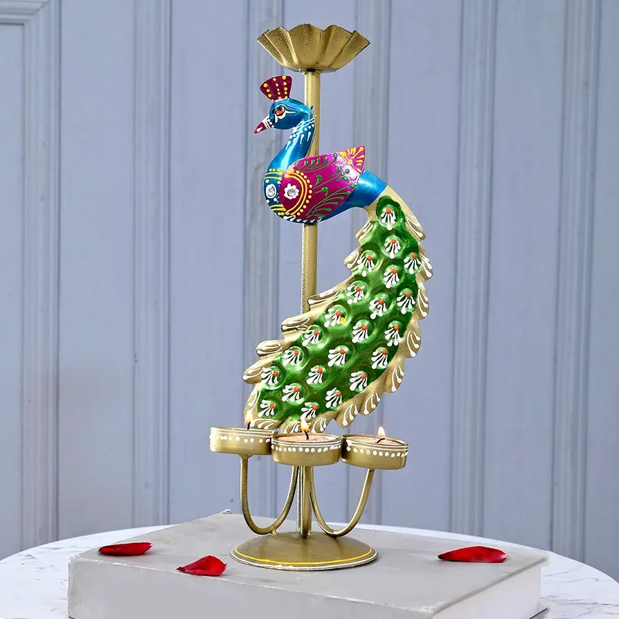 Elegant Metal Peacock Candle Holder Intricate Design Tealight Candle Holders