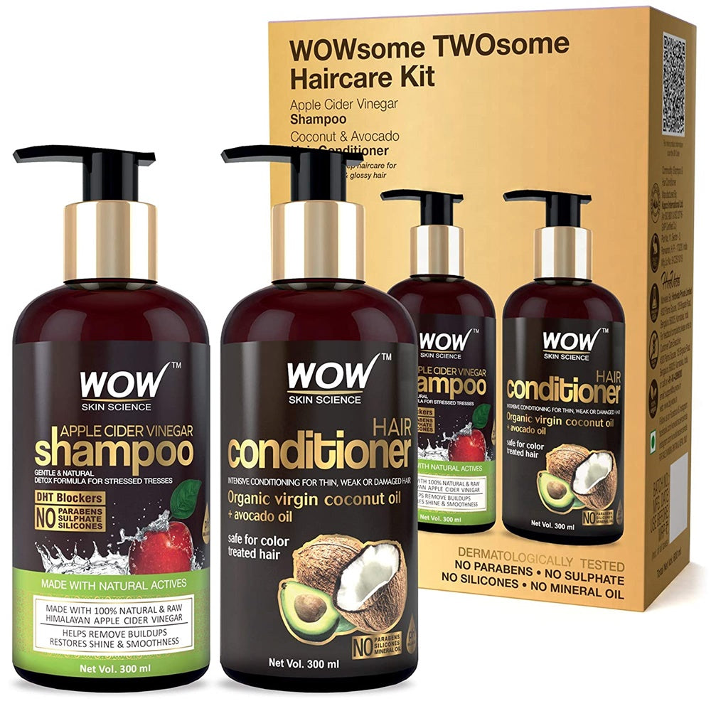 wow skin science apple cider vinegar shampoo and hair conditioner combo