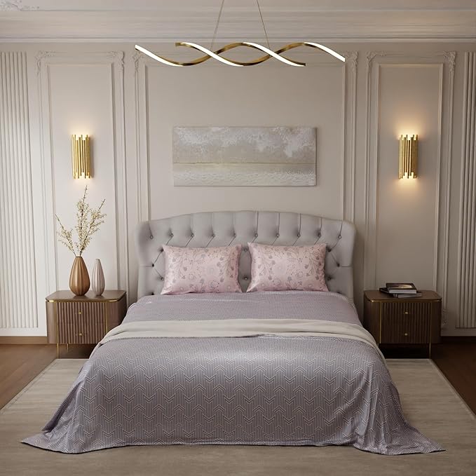 Stoa Paris Satin Bedsheet King Size Bed, Premium Bedding Set with 2 Pillow Cover Colour Grey