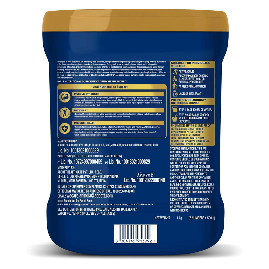 Ensure Plus Powder - 1 Kg (Vanilla), Blue