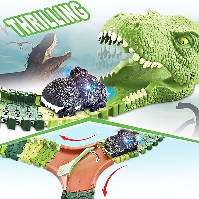 Kidology Flexible Dinosaur World Road Race Track for Kids