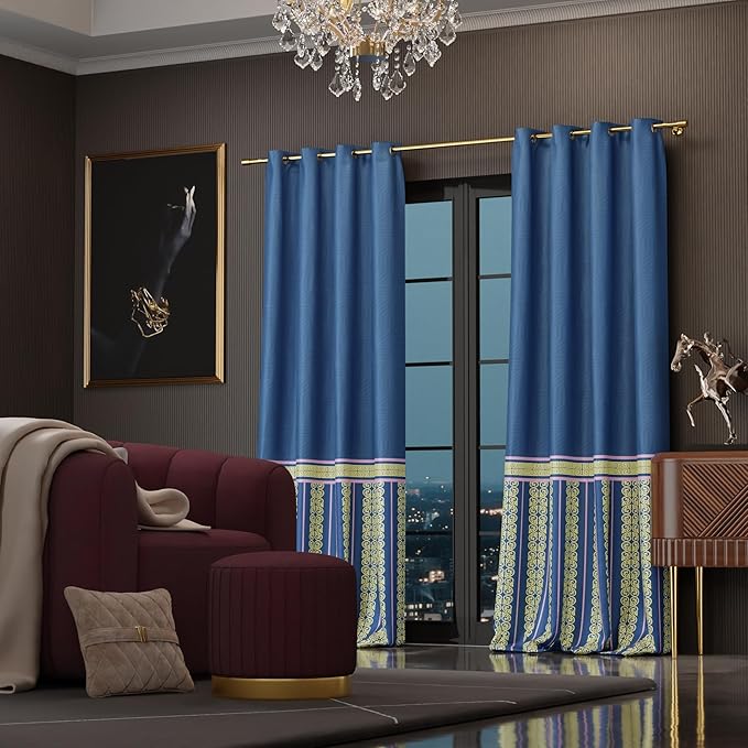 Stoa Paris Curtain for Home, Single pc Patterned Curtain for Door Colour Blue Monarch
