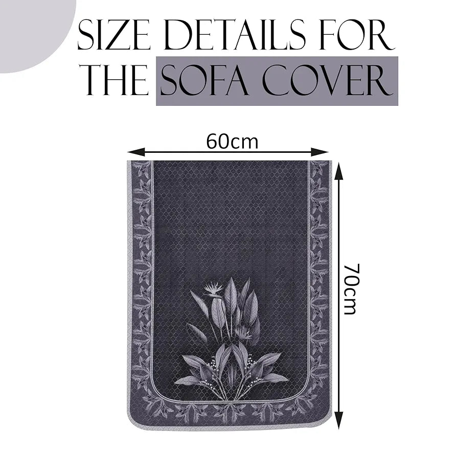 Kuber Industries Set of 4 Net Durable 2 Seater Sofa Covers Leaf Dark Grey & Lilac