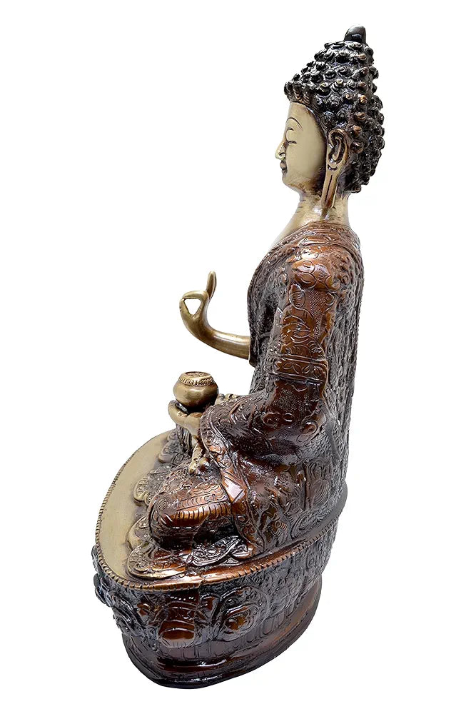Two Moustaches Vitarka Buddha 13 Inches Brass Showpiece Figurine