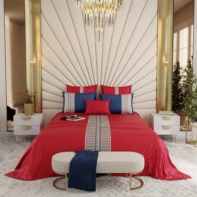 Stoa Paris Crown of Versailles 6-Piece Bedsheet Set Colour Red
