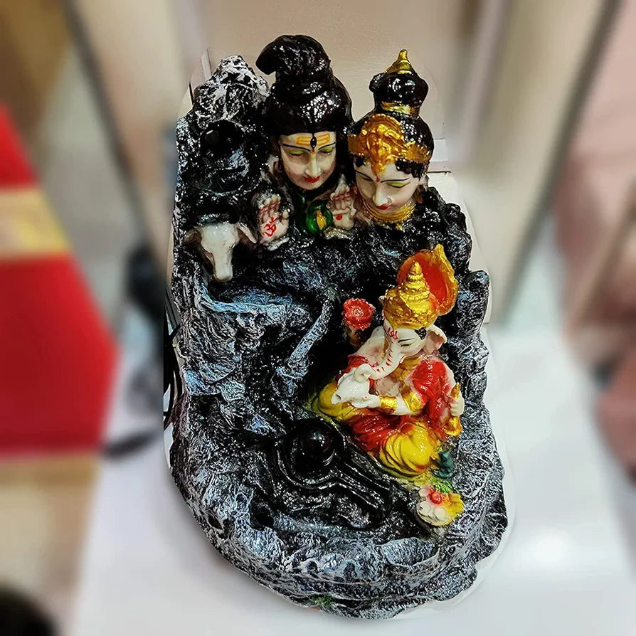 Alila Resin Lord Shiva Water Fountain With Led Lights For Home Decor Decoration 15 Inch