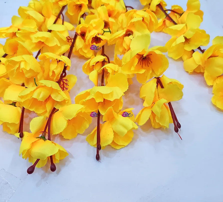 Artificial Flowers Bunch for Decoration Cherry Blossom Without vase Yellow Red